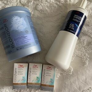 Wella blondor powder for highlights + 6% developer +wella beige blonde toner (3)